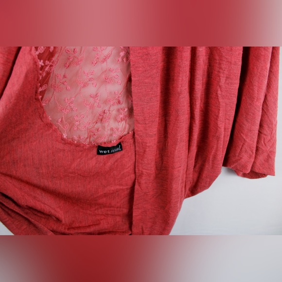 Wet seal coral/lace cardigan. OS - Picture 2 of 3